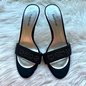 bebe Vintage Black Beaded Heels, Size 7.5